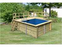 KARIBU Pool 44 mm, naturbelassen, Fichtenholz, 309x276x124 cm, Gr. 1, Terrasse +