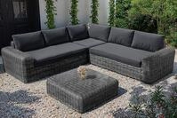 OUTFLEXX Ecklounge, grauwei&szlig;/anthrazit, Polyrattan, 6 Personen, inkl. Tisch/Hocker