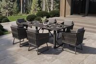OUTFLEXX Oranger Blossom Garten-Essgruppe, anthrazit, Alu/XL Geflecht, 7-teilig,