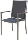 OUTFLEXX Stapelsessel, schwarz, Teak / Edelstahl / Textilene, 63x57x93 cm