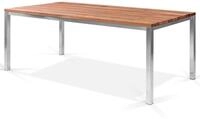 OUTFLEXX Classic Esstisch, silber/natur, Edelstahl/recyceltes Teak, 220 x 100 cm,