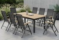 OUTFLEXX Garten-Essgruppe, OUTFLEXX&reg; anthrazit matt, Alu / Teak / Textil, Tisch