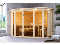 KARIBU Sauna Alcinda 2, Fichtenholz 68 mm, Eckeinstieg, ca. 3,6m² 6110