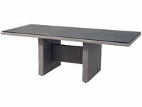 Ploß Vigo Dining-Tisch, stahlgrau-meliert, Polyrattan, 220x100 cm, Glasplatte...