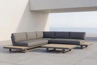 OUTFLEXX Las Vegas Ecklounge, anthrazit/grau, Alu/Teak, 5 Personen, Tisch 130x95 cm,