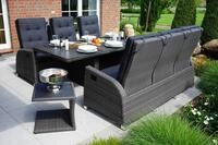 OUTFLEXX Rocking Comfort Set, grau/braun-meliert, Polyrattan, Tisch 220 x 100 cm, 6