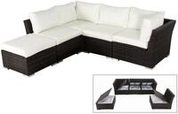 OUTFLEXX Gartenlounge, braun marmoriert, Polyrattan, f&uuml;r 5 Personen, wasserfeste