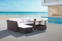 OUTFLEXX Gartenlounge, braun marmoriert, Polyrattan, inkl. Loungetisch, f&uuml;r 5