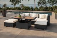 OUTFLEXX Gartenlounge, creme/wei&szlig;, schwarz, Polyrattan, 5 Personen, wasserfeste