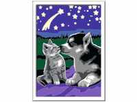 Hund und Katze, Malen nach Zahlen - Sonderserie E mit Leuchtfarbe