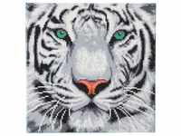 Weier Tiger, Kristallkunst mit vorgespannter Leinwand auf Holzrahmen