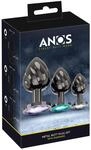 ANOS Metal Butt Plug Set Diamo Analplug Schwarz 3-teilig