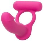 CalExotics Double Diver Pink Dildo mit Penisring 9,5 cm ⌀ 3,25 cm
