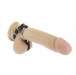Rimba Cockring mit Metallring und Ballstrap Schwarz &Oslash; 3,5 cm