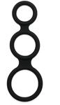 Rimba Latex Play Triple Cock Ring Penisring Schwarz