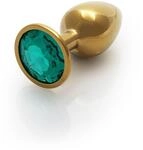Shots Ouch! Runder Edelstein Anal Plug Gold Smaragdgr&uuml;n klein Gold...