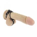 Rimba Cockring mit Gummiring und Ballstrap Schwarz &Oslash; 3,5 cm
