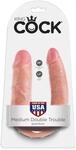 King Cock Double Trouble Medium Doppeldildo Beige 35 cm ⌀ 4 cm