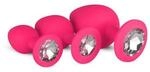 EasyToys Silicone Butt Plug with Diamond Analplug Pink 3 Teilig