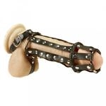 Rimba Penis Harness mit N&auml;geln und Ballstrap Schwarz M-L 15 cm