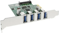 INTOS InLine Schnittstellenkarte, 4x USB-A, USB 3.2 Gen.1, PCIe, inkl. LP Slotblech