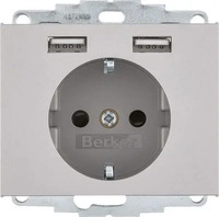 Berker 48037004, Berker 48037004 Steckdose SCHUKO/USB A-A, K.5, edelstahl matt,