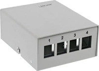 InLine 76264, InLine Patchfeld-Dose Aufputz f&uuml;r 4x Keystone RJ45 - Metall -
