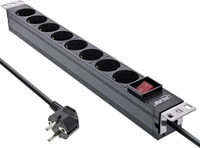InLine 16412S, InLine 19" Steckdosenleiste - 8-fach Schutzkontakt - mit Schalter - 2m