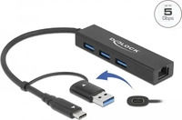 Delock 64149, Delock Hub - 3 x USB 3.2 Gen 1 + 1 x 10/100/1000