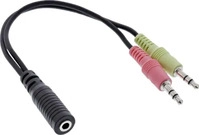 InLine 99312I, InLine Audio Headset Adapterkabel - 2x 3,5mm Stecker an 3,5mm Buchse