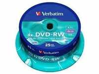 Verbatim 43639, Verbatim - 25 x DVD-RW - 4.7 GB (120 Min.) 4x - mattsilber - Spindel