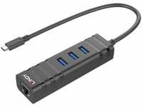LINDY 43249, Lindy USB 3.2 Type C Hub & Gigabit Ethernet Converter -