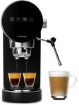 Klarstein Furore Espressomaschine Edelstahl kompakt 20 bar Digitaldisplay 2 Tassen