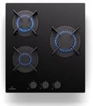 Klarstein Goldflame Gaskochfeld 3-flammig Messing-Brenner Glaskeramik schwarz