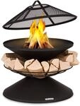 Blumfeldt Aguilera Feuerschale mit Grill &Oslash; 65 cm Holzlager Stahl 10041128