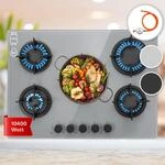 Klarstein Firetale Gaskochfeld 5-flammig 70 cm Aluminium-Brenner inkl. Schlauch und