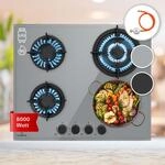 Klarstein Firetale Gaskochfeld 4-flammig 60 cm Aluminium-Brenner inkl. Schlauch und