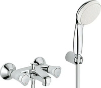 GROHE 2-Griff-Wannenbatterie Costa 25460_1 mit Tempesta Wandhalterset chrom,...