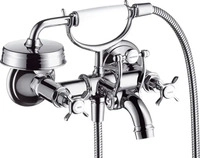 AXOR 16540000, AXOR Montreux 2-Griff Wannenarmatur Aufputz mit Kreuzgriffen Chrom,