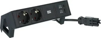 BACHMANN 902.962, BACHMANN DESK2 2xCEE7/3 1xUSB A/C 22W 0,2m RAL9005, 902.962