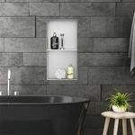 Duschnische 2 Ebenen 30x60 cm Silber aus Edelstahl Unterputz Rahmen Wandnische