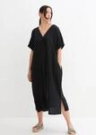 bonprix Kaftan-Kleid aus reinem Leinen, schwarz, Gr.50, modernen Leinenkleid mit