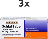 PZN-DE 07707524, Schlaf Tabs-Ratiopharm 25mg Tabletten 20 ST