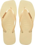 Havaianas Slim Square Logo Metallic Flip Flops Women's - Damen, Cremefarben female
