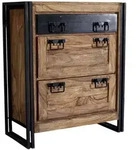 Schuhschrank 'Madras' Massivholz, Metall Sheesham