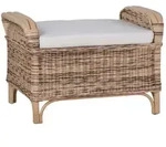 Rattan Hocker 'Panama' honig-braun 100% Baumwolle, Massivholz, Rattan Mango