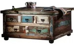 Truhentisch Couchtisch 'Seaside' Massivholz, Metall Recycletes Holz Shabby Chic
