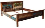 Bett 'Seaside' Massivholz Recycletes Holz Shabby Chic