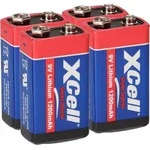 4x XCell Lithium 9V Block Batterie 1200mAh f&uuml;r Rauchmelder - passend f&uuml;r