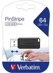 Verbatim USB 2.0 Stick 64GB, PinStripe, schwarz